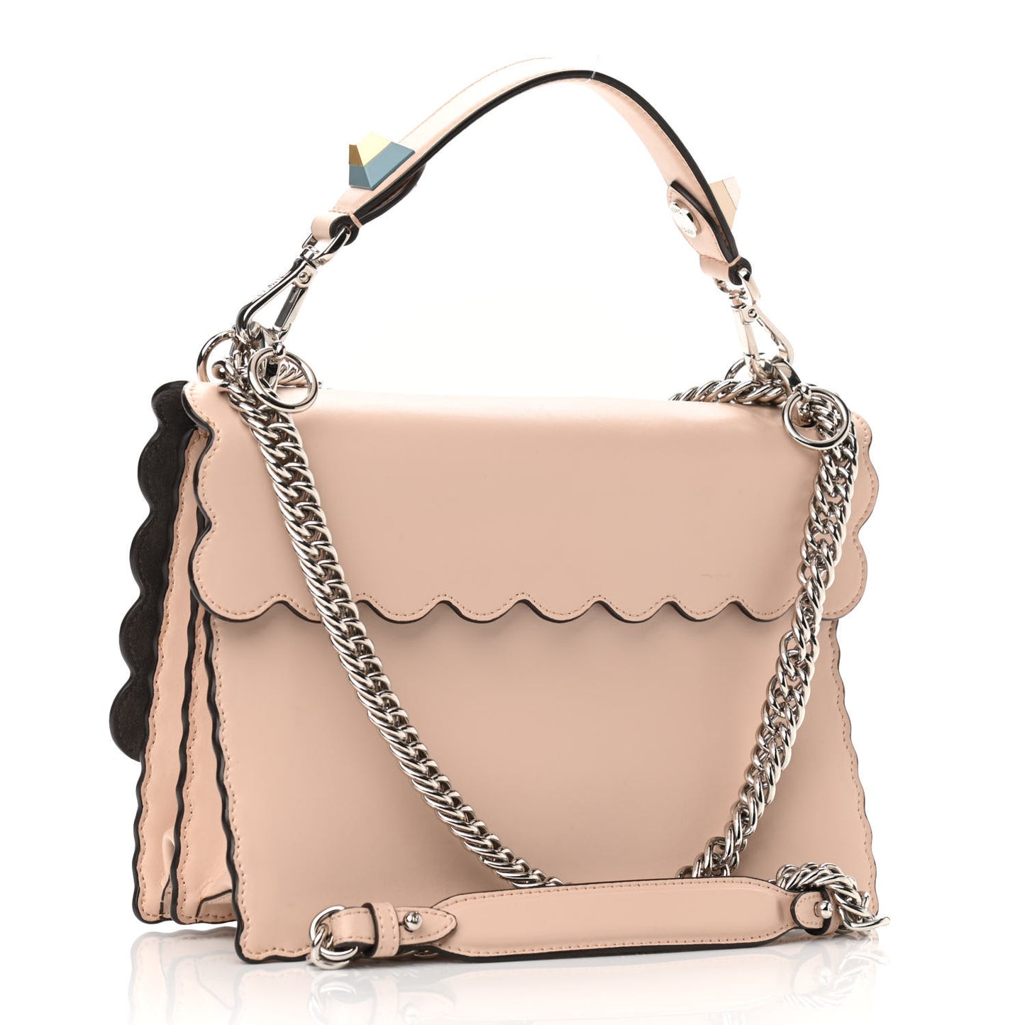 Vitello Liberty Scalloped Studded Kan I Shoulder Bag Plaster