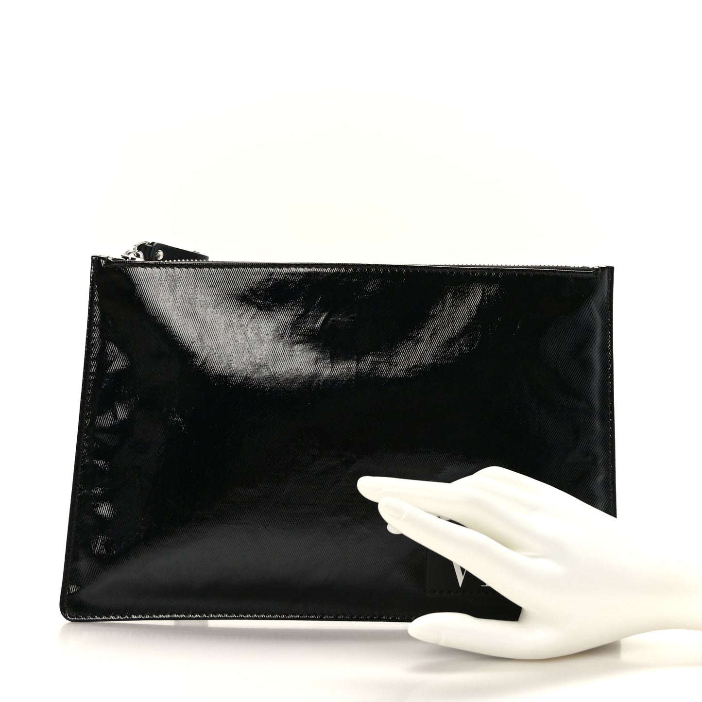 Vinyl VLTN Large Flat Zip Pouch Black
