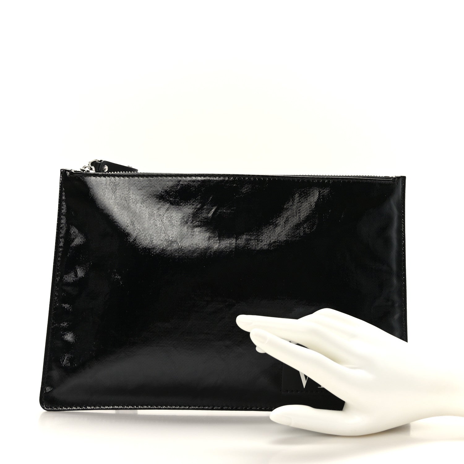 Valentino Garavani Vinyl VLTN Large Flat Zip Pouch Black 2 of 6