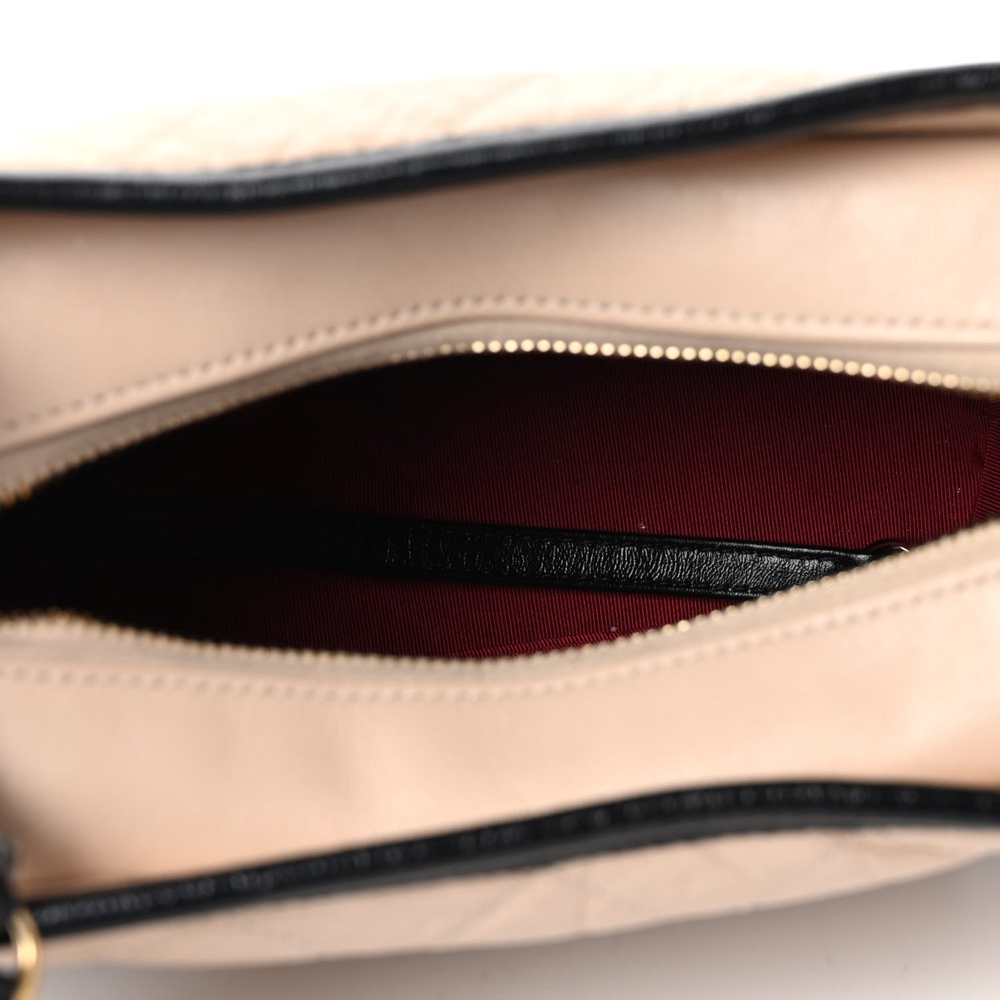 Aged Calfskin Quilted Small Gabrielle Hobo Beige Black