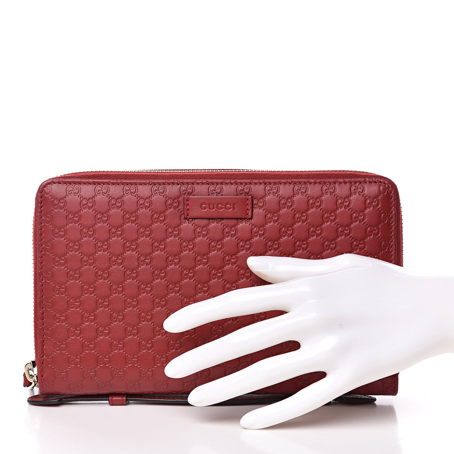 Microguccissima Zip Around Top Handle Travel Wallet Red