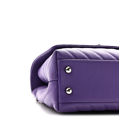 Chanel Caviar Chevron Quilted Mini Coco Handle Flap Purple 9 of 10