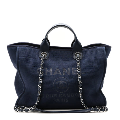 Chanel Mixed Fibers Calfskin Medium Deauville Tote Dark Blue 1 of 11