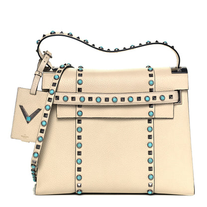 Valentino Garavani Grainy Calfskin My Rockstud Rolling Frame Bag Light Ivory 1 of 8