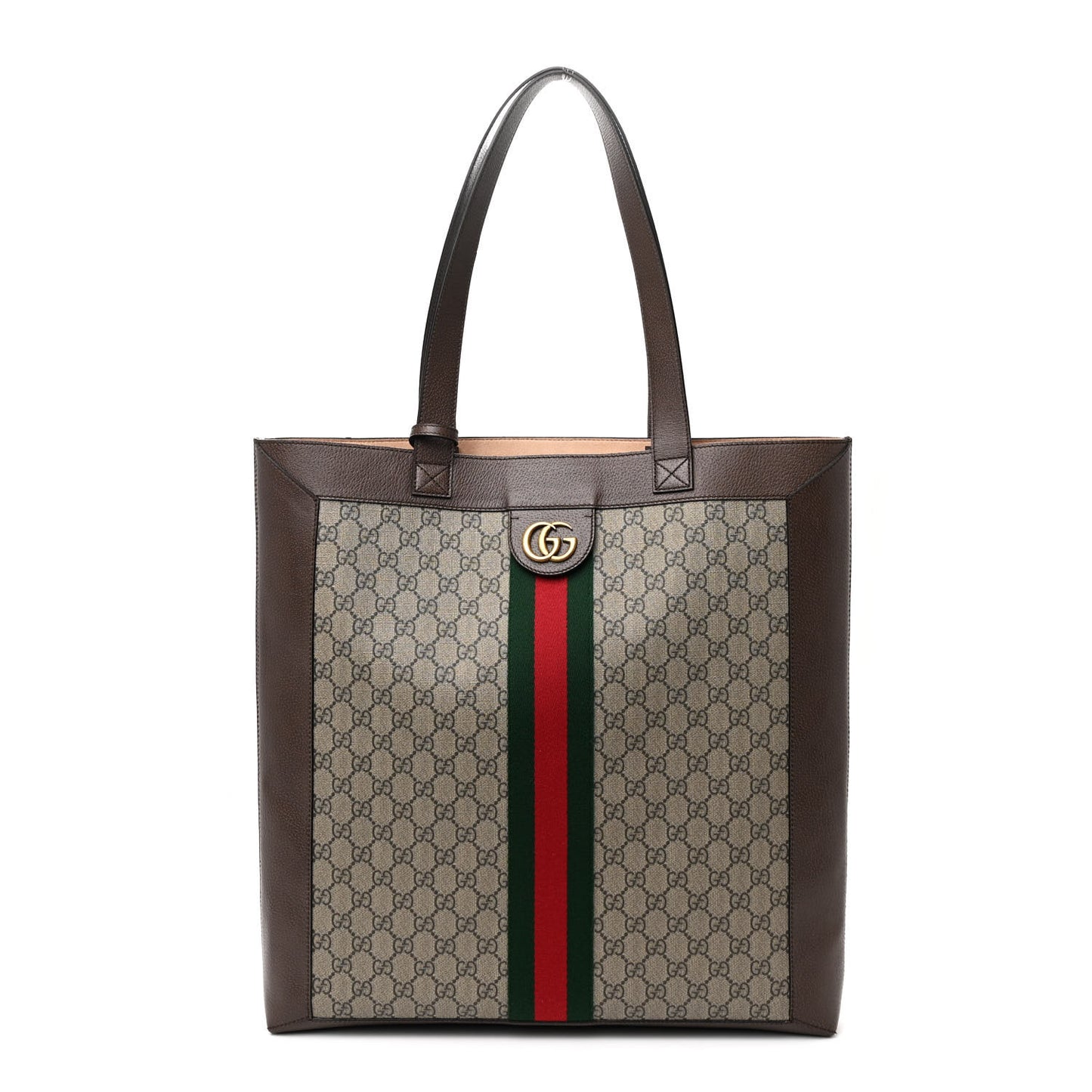 GG Supreme Monogram Web Large Ophidia Vertical Shopping Tote Brown