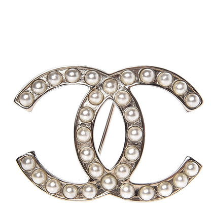 Chanel Pearl CC Brooch Silver 1 of 4