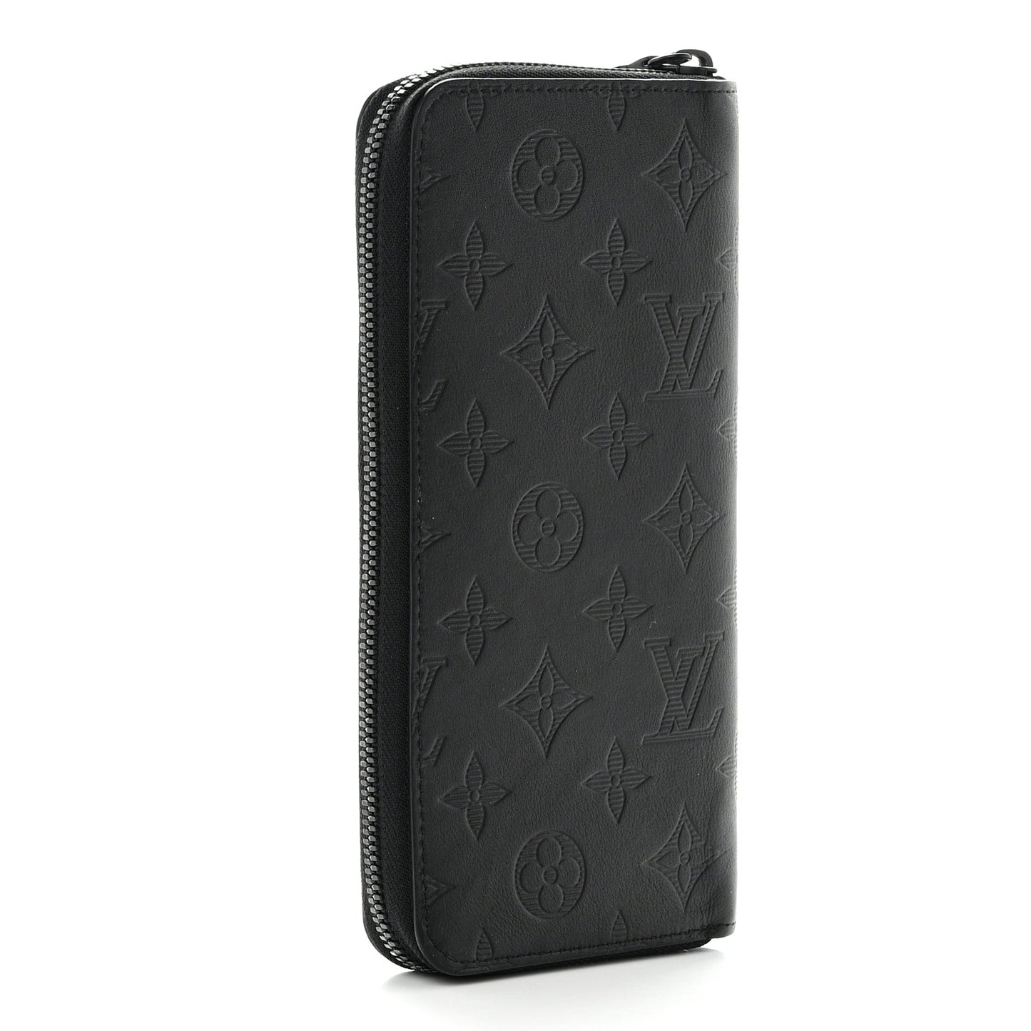 Calfskin Monogram Shadow Vertical Zippy Wallet Black