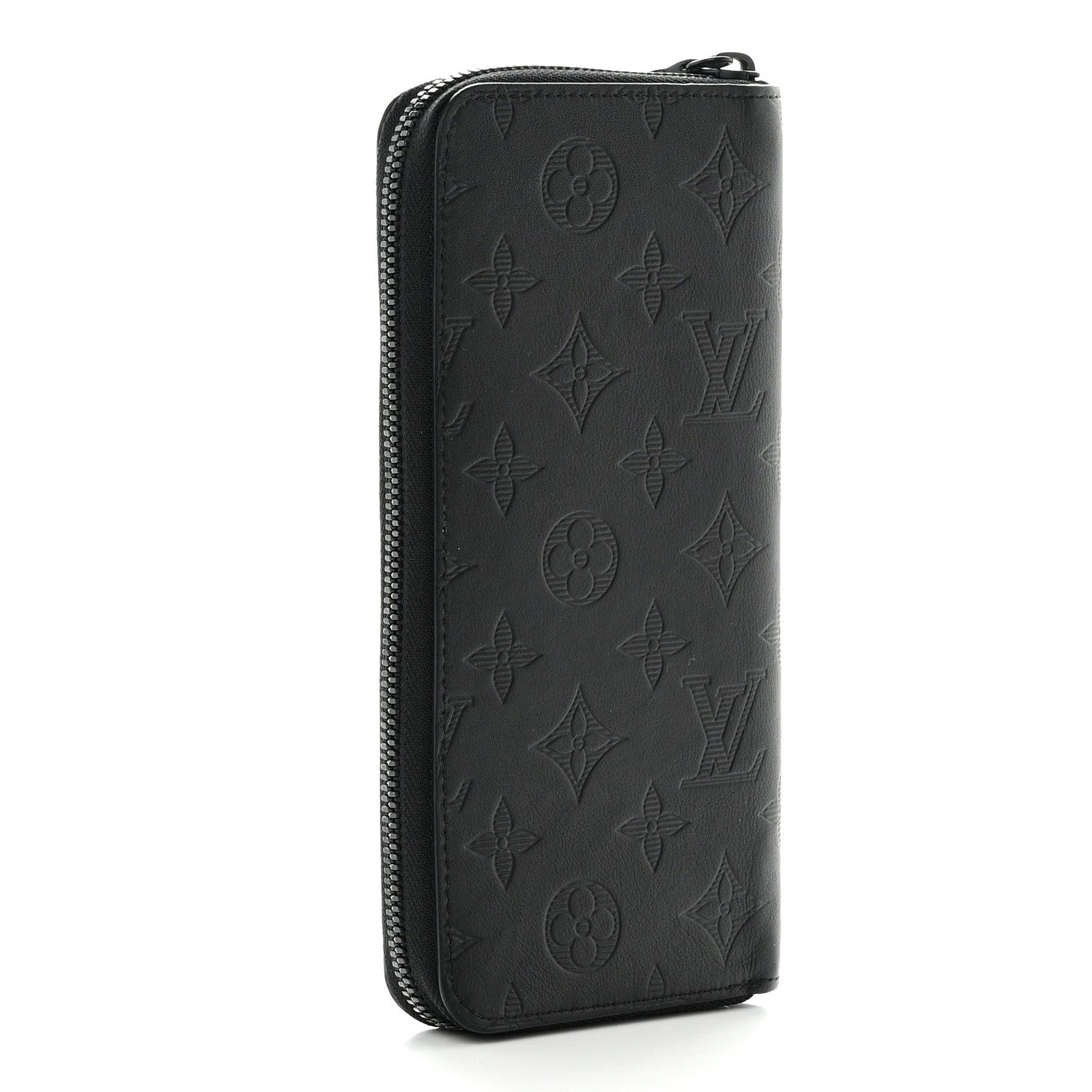 Louis Vuitton Calfskin Monogram Shadow Vertical Zippy Wallet Black 3 of 6