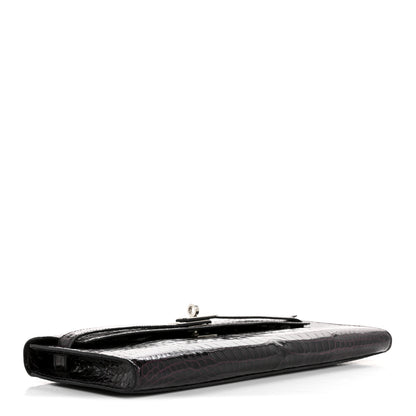 Hermes Shiny Porosus Crocodile Kelly Cut Pochette Amethyst 4 of 10