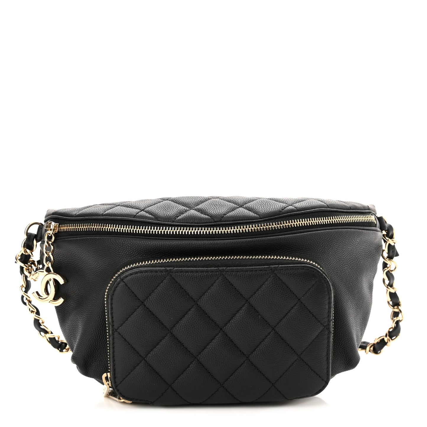 Caviar Quilted Business Affinity Waist Belt Bag Black