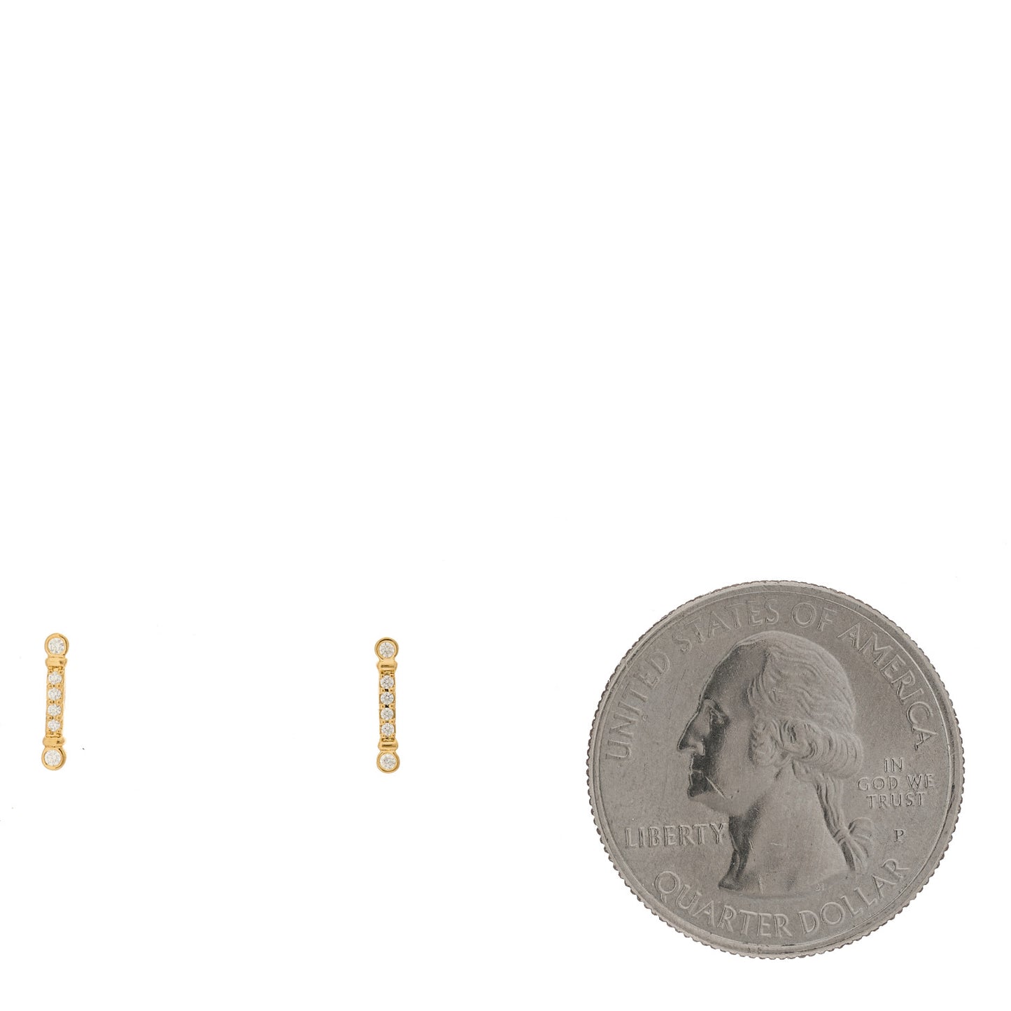 18K Yellow Gold Diamond Fleur de Lis Key Bar Earrings