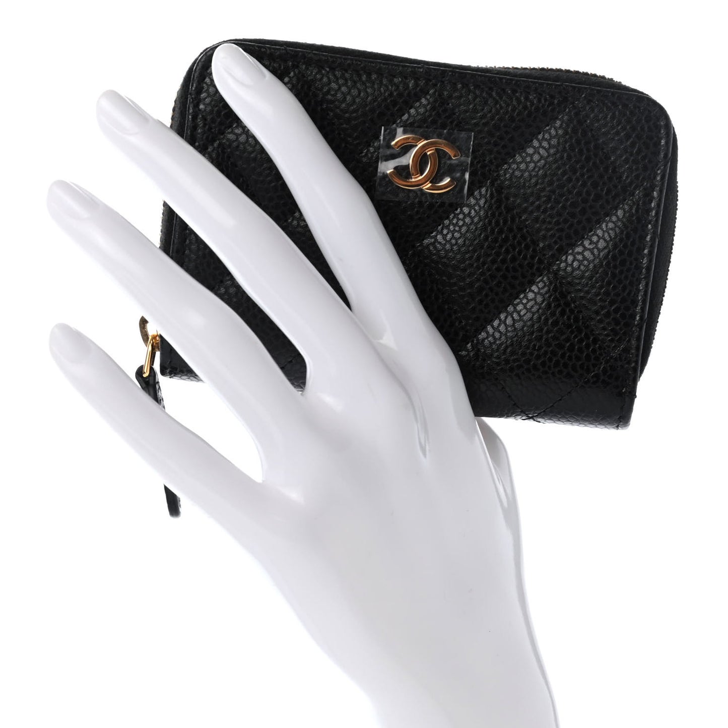 Caviar Quilted Zip Coin Purse Black