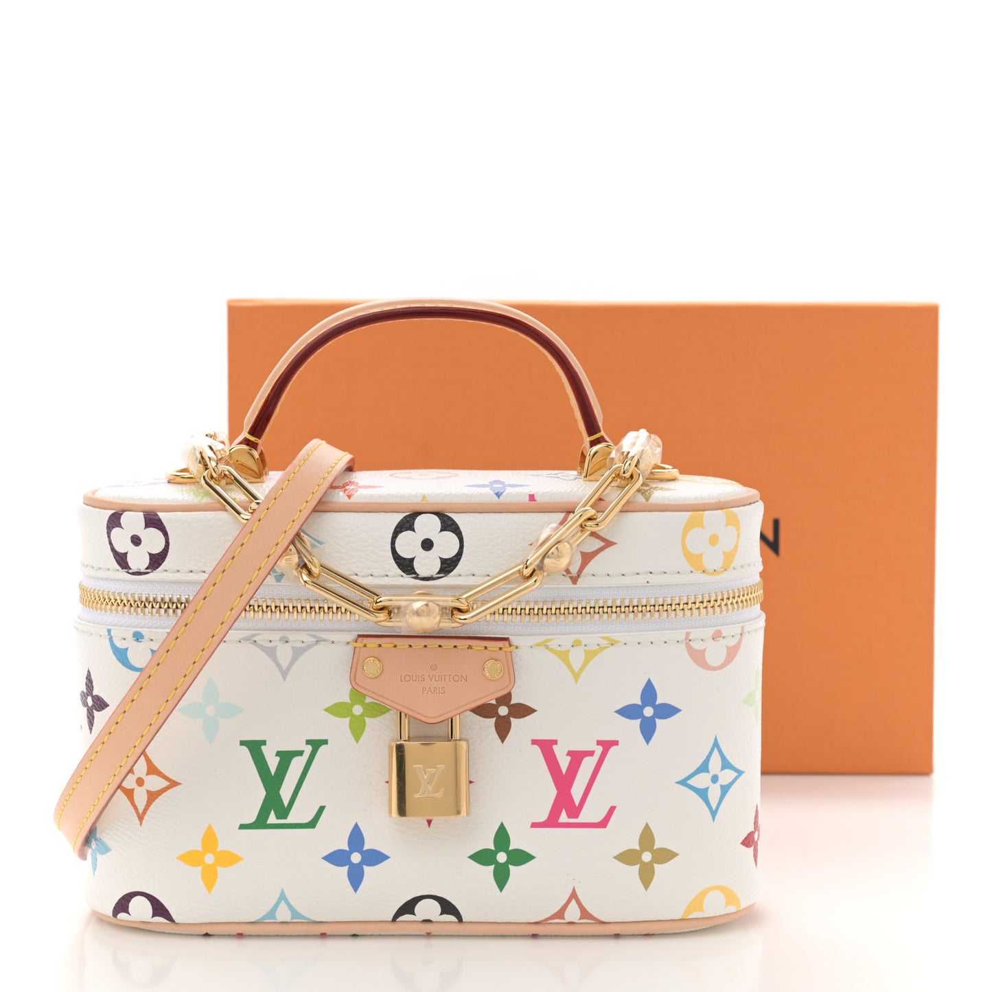 LV x TM Monogram Multicolor Vanity Chain Pouch White