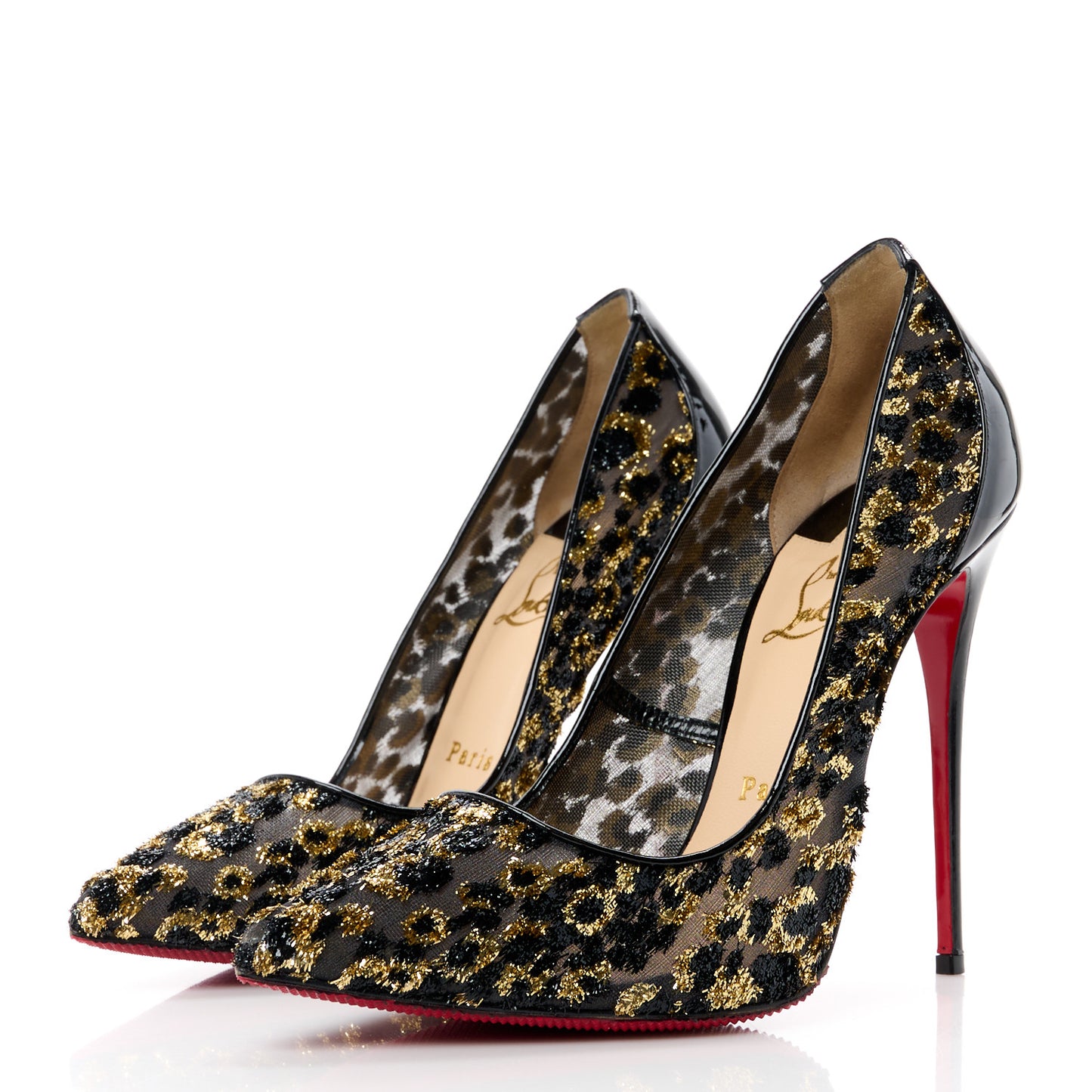 Leopard Chiffon Pigalle Follies 120 Pumps 38.5 Gold