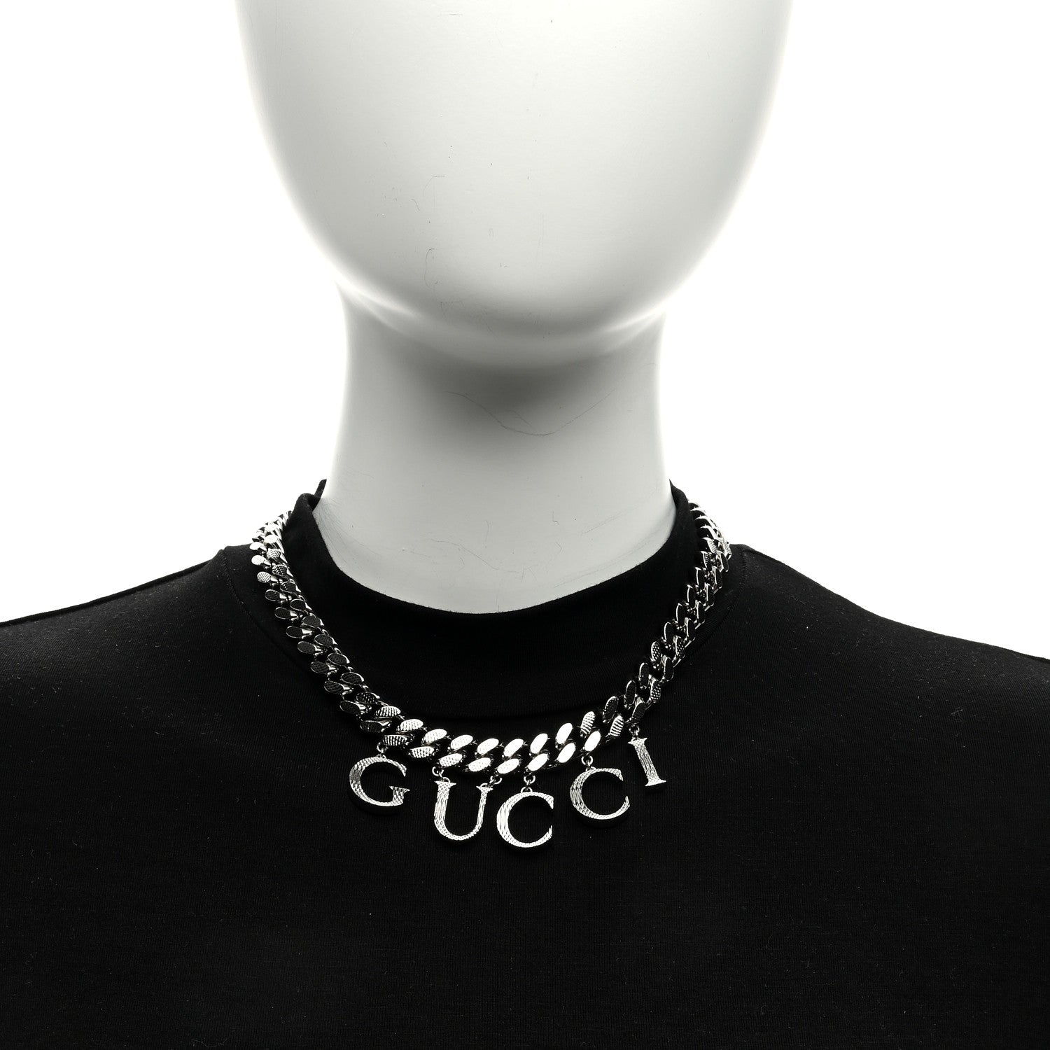 Gucci Metal Script Choker Necklace Silver 4 of 4