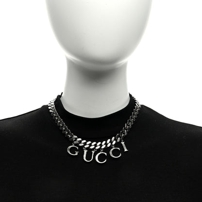 Gucci Metal Script Choker Necklace Silver 4 of 4