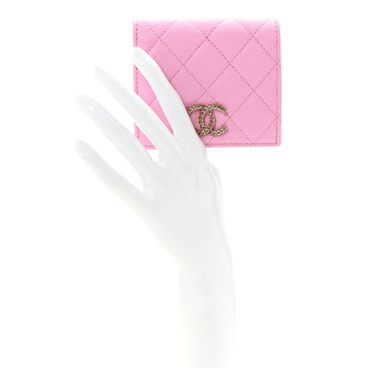 Chanel Caviar Metal Perforated Quilted CC Compact Bi-Fold Flap Wallet Lilac Light Green 2 of 9