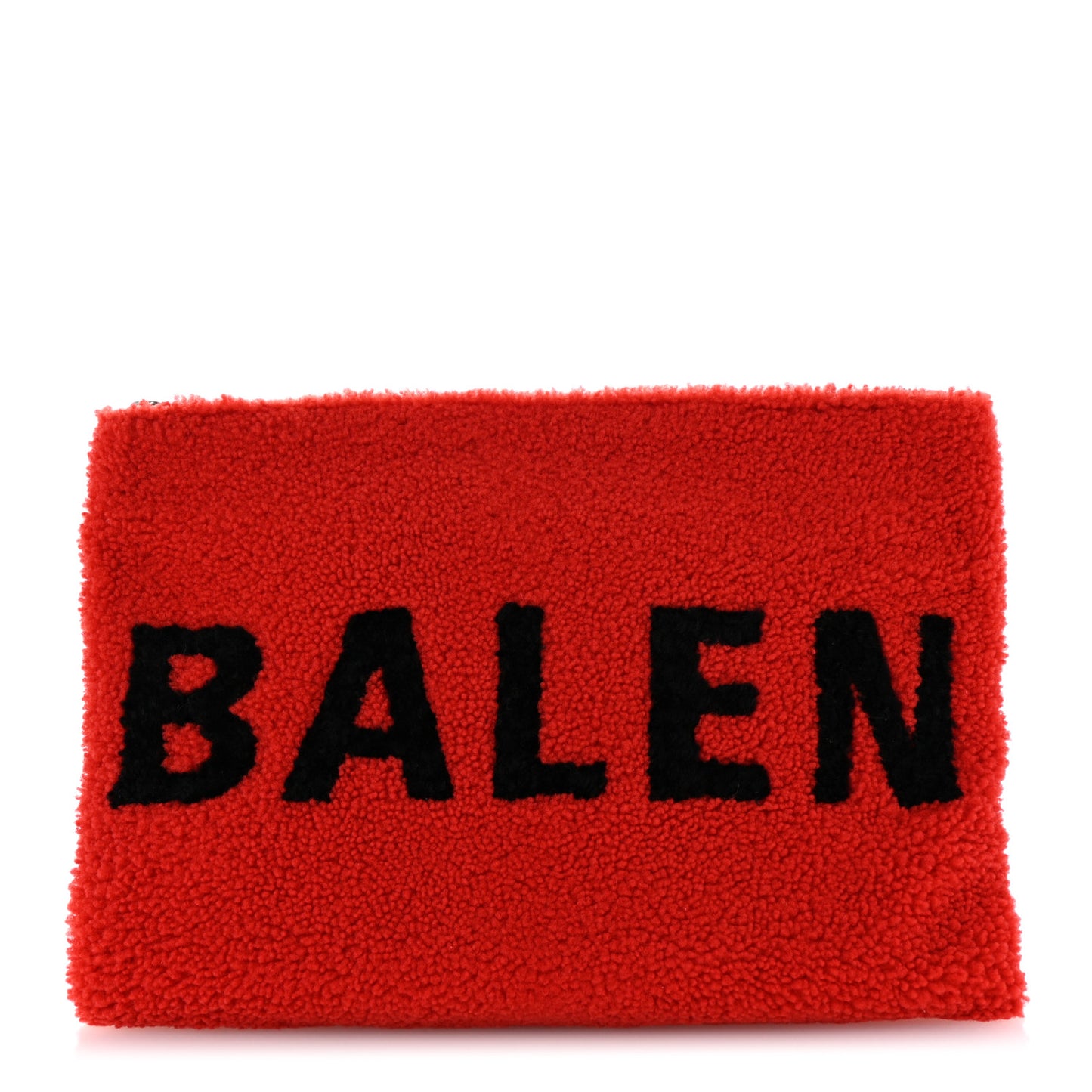 Shearling Logo Inlay Large Zip Pouch Red Black