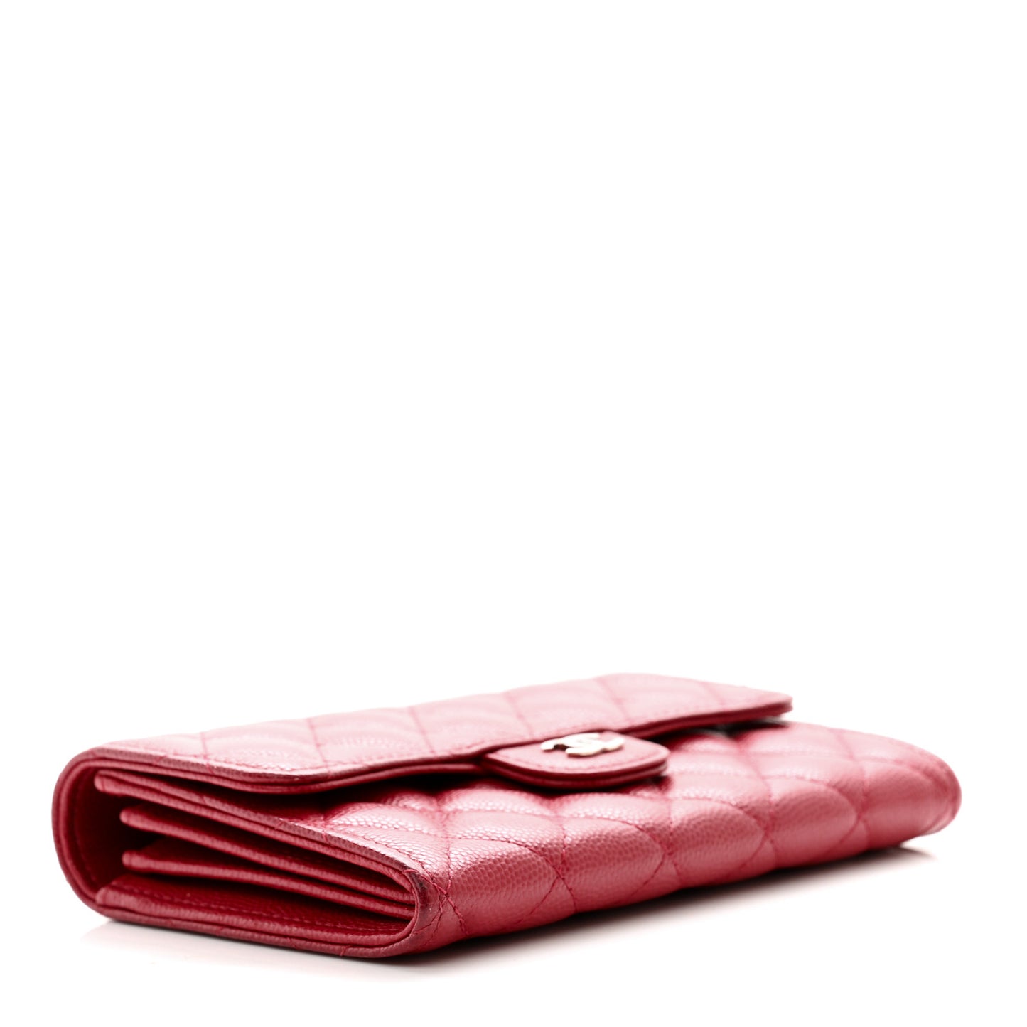 Caviar Quilted Medium Flap Wallet Dark Pink