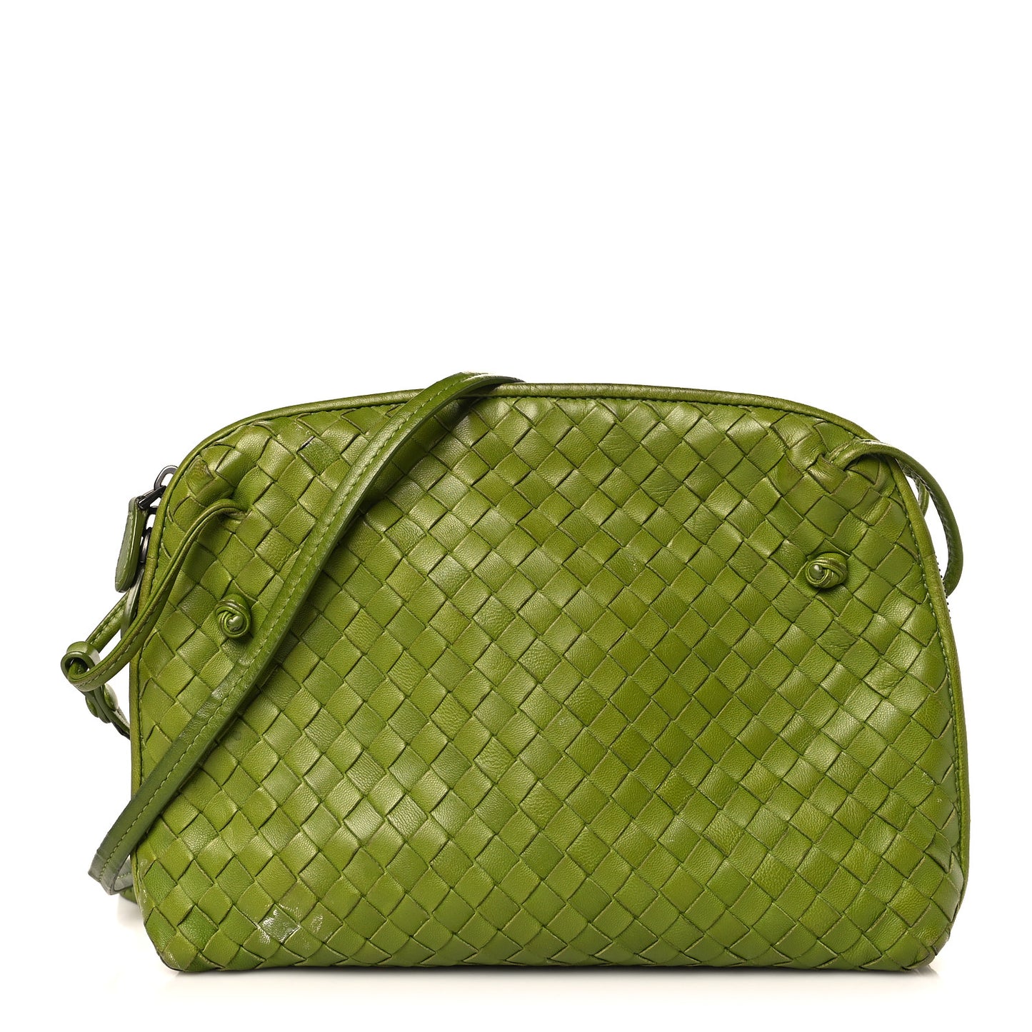 Nappa Intrecciato Nodini Crossbody Messenger Green