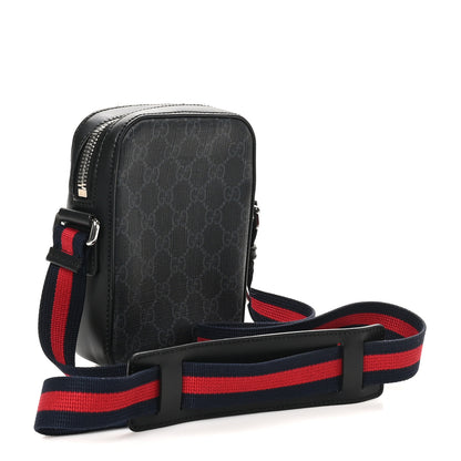 Gucci GG Supreme Monogram Appia Calfskin Web Small Camera Messenger Bag Black Grey 3 of 12