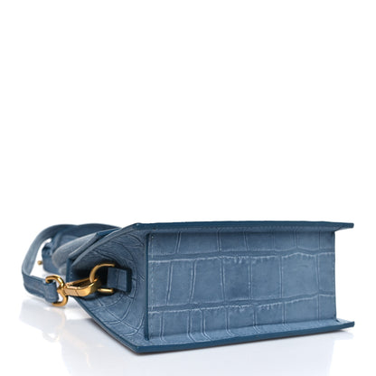 Jacquemus Suede Crocodile Embossed Le Chiquito Moyen Blue 4 of 10