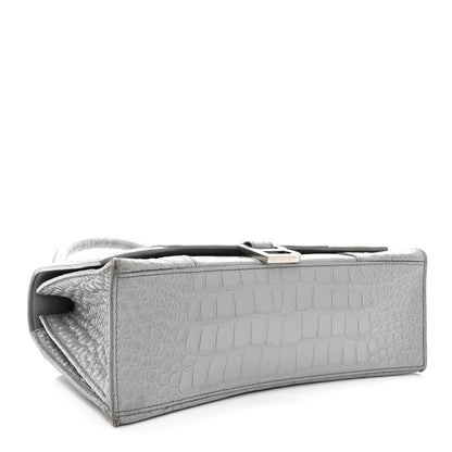 Balenciaga Shiny Calfskin Crocodile Embossed Medium Hourglass Top Handle Bag Balenciaga Grey 4 of 18