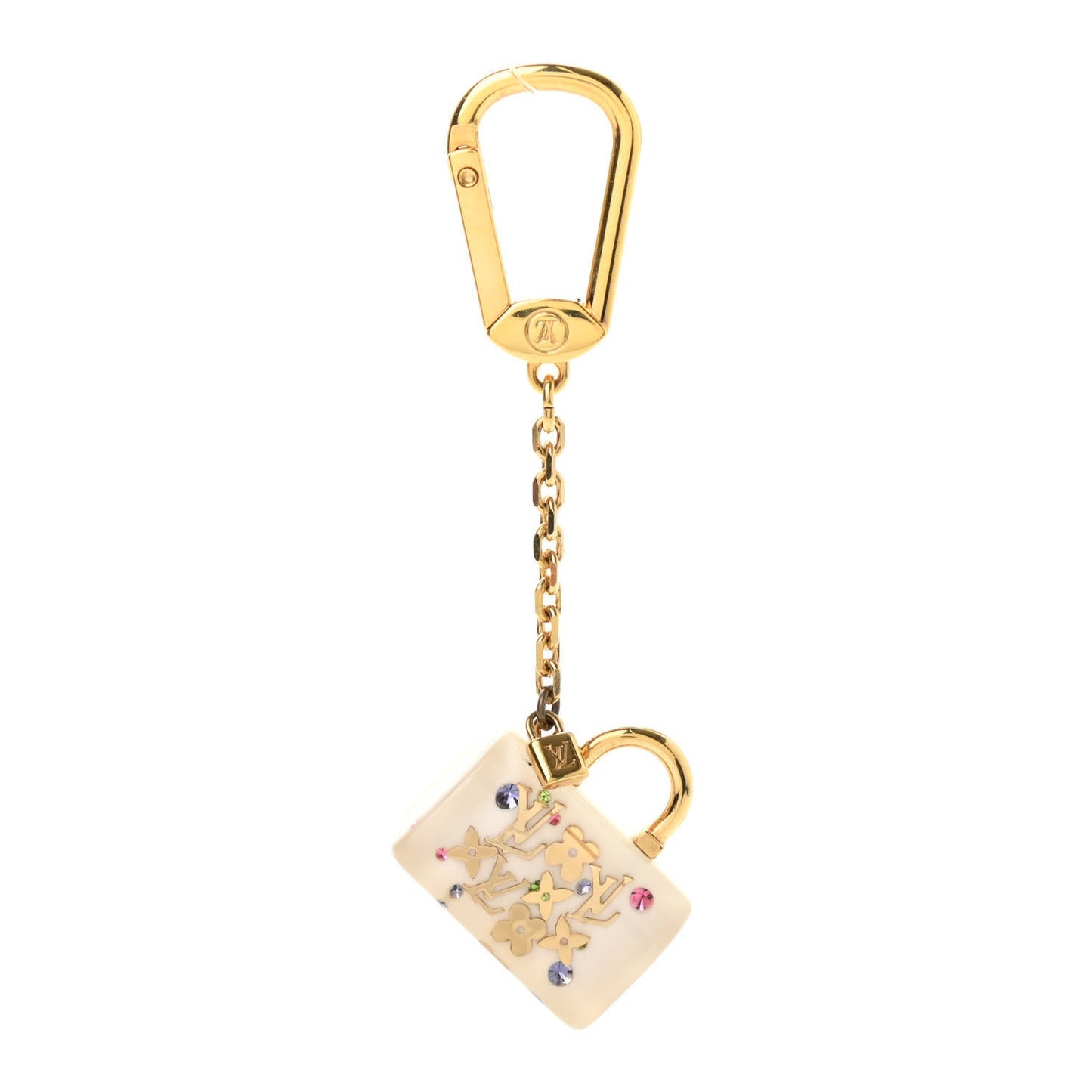 Resin Inclusion Speedy Bag Charm Key Chain White