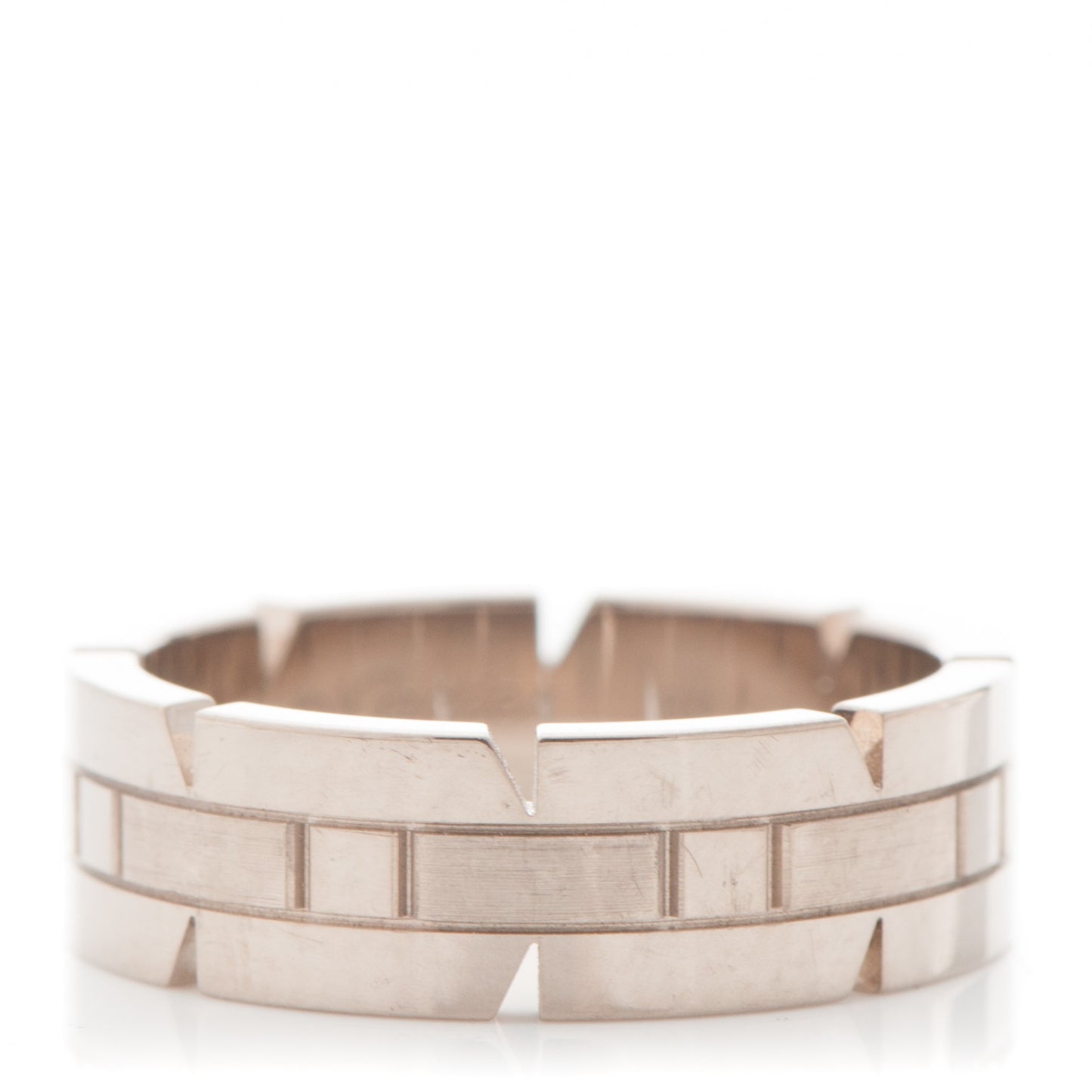 18K White Gold Tank Francaise Ring 62 10