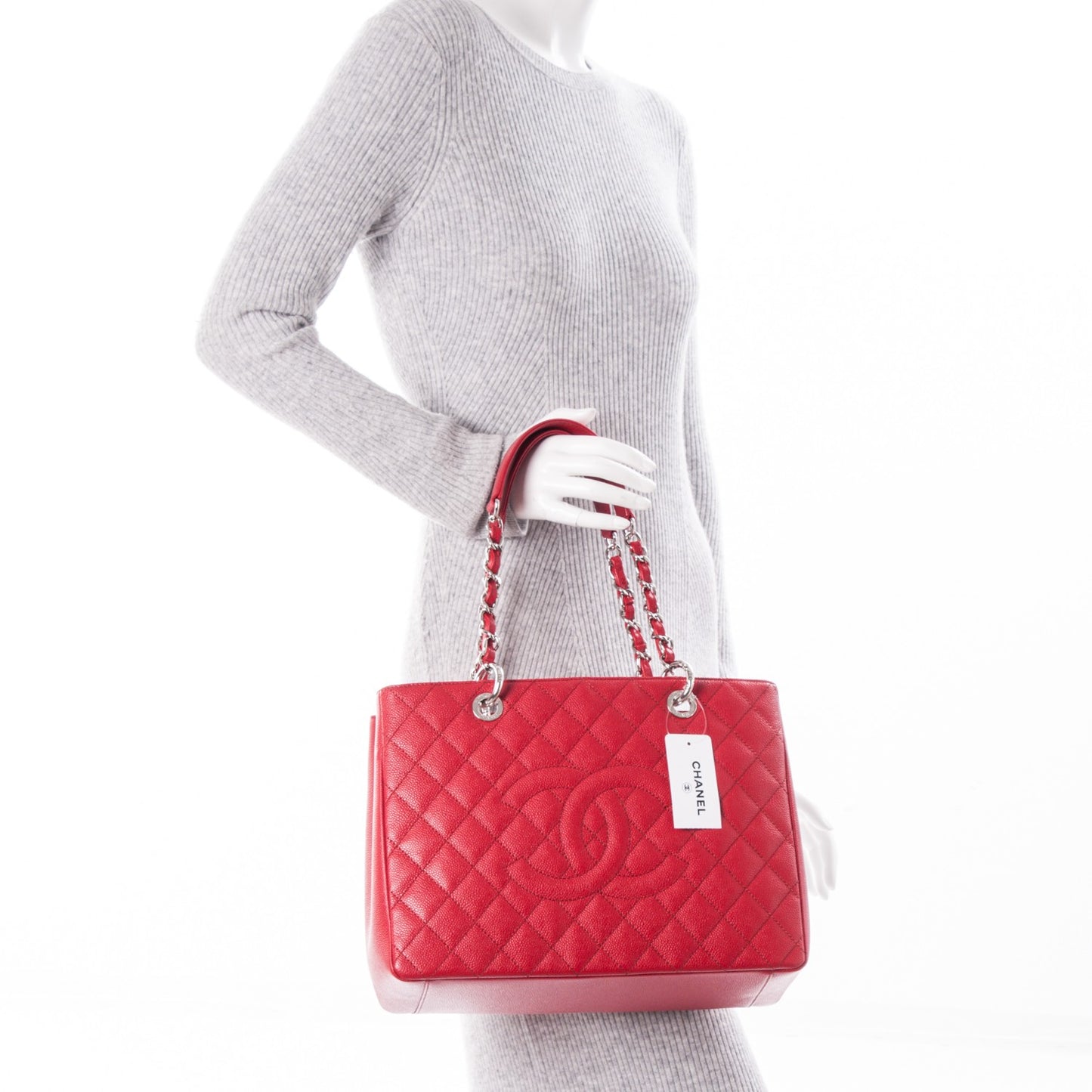 Caviar Quilted Grand Shopping Tote GST Red