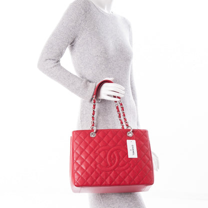 Chanel Caviar Quilted Grand Shopping Tote GST Red 2 of 7