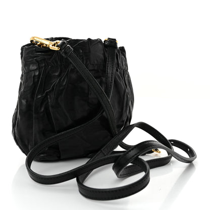 Prada Nappa Logo Mini Drawstring Bucket Bag Black 3 of 11
