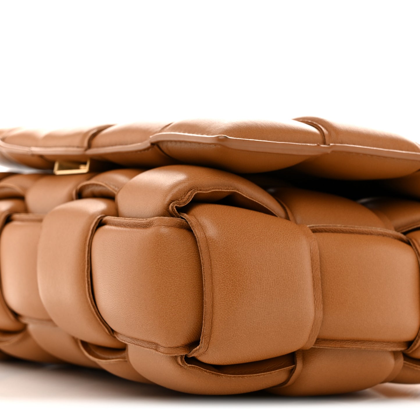 Nappa Maxi Intreccio Padded Cassette Crossbody Bag Caramel