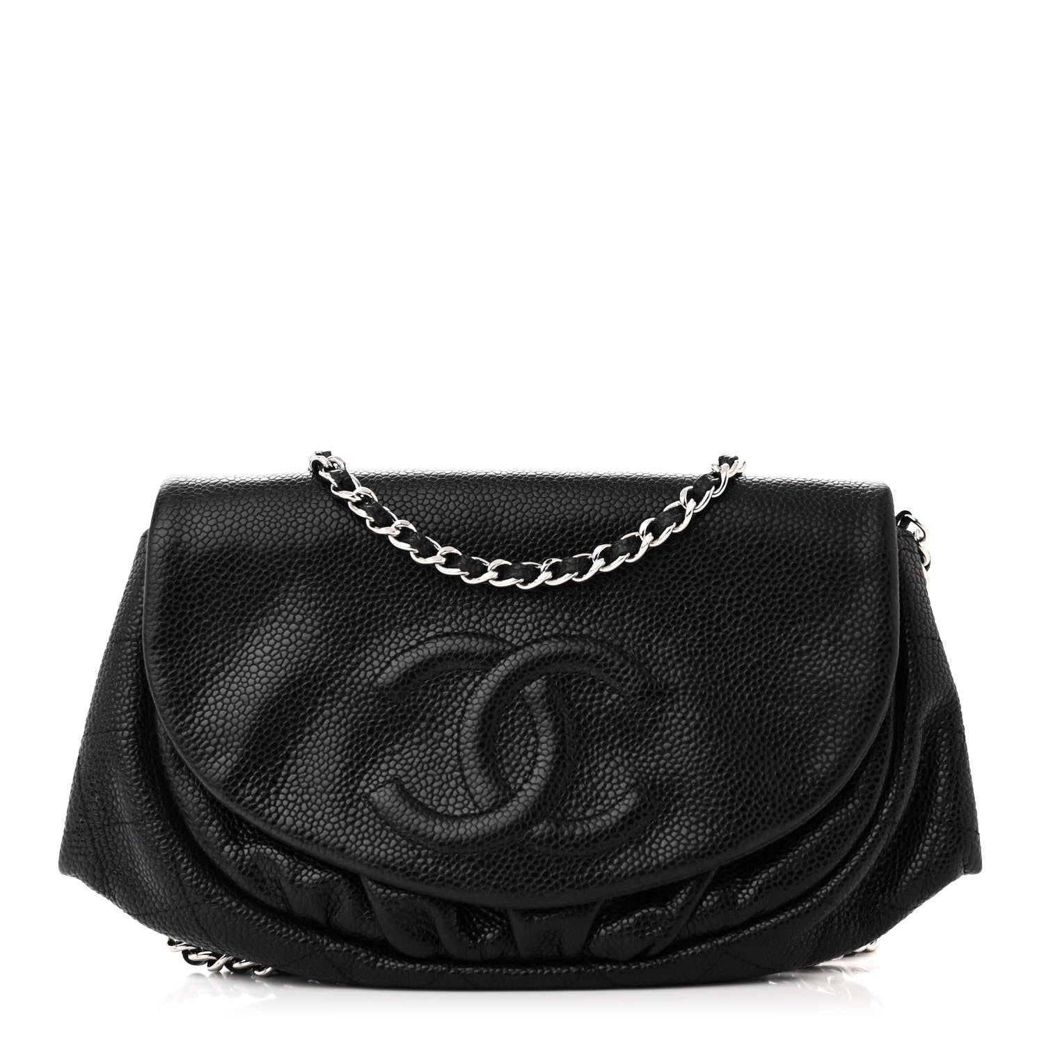Chanel Caviar Half Moon Wallet On Chain WOC Black 1 of 13