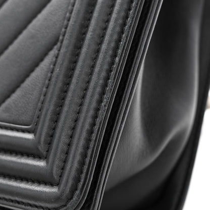 Chanel Calfskin Chevron Quilted Medium Boy Flap Black 11 of 12