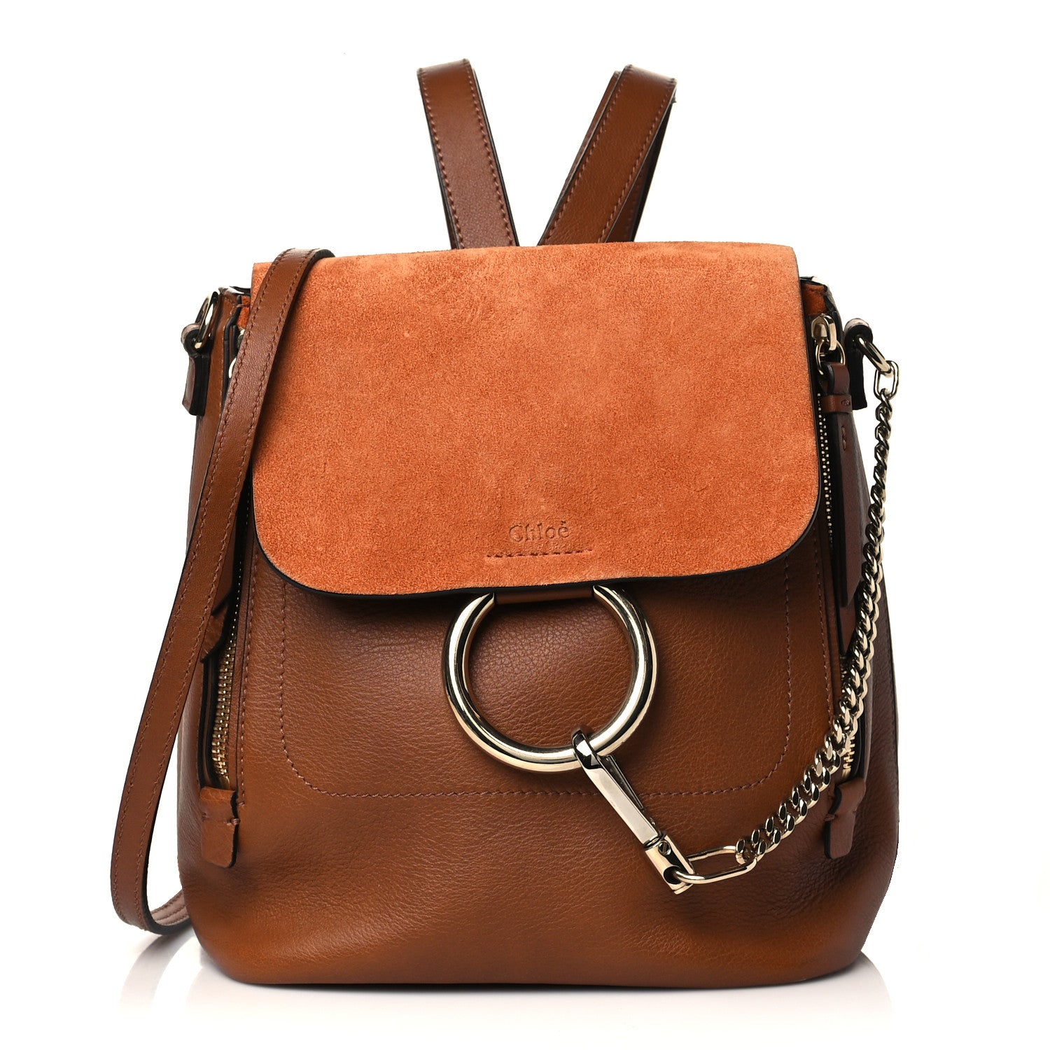 Chloe Suede Calfskin Small Faye Backpack Tan 1 of 10
