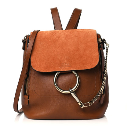 Chloe Suede Calfskin Small Faye Backpack Tan 1 of 10