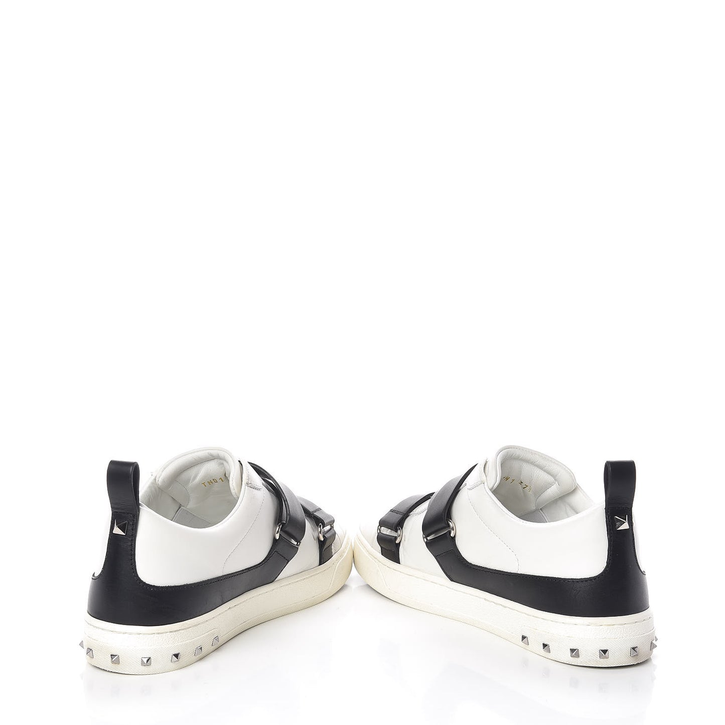 Calfskin Womens V Punk Low Top Sneakers 37.5 White Black
