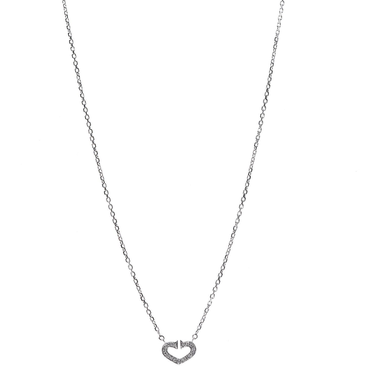 Cartier 18K White Gold Diamond Small Hearts and Symbols Pendant Necklace 1 of 7