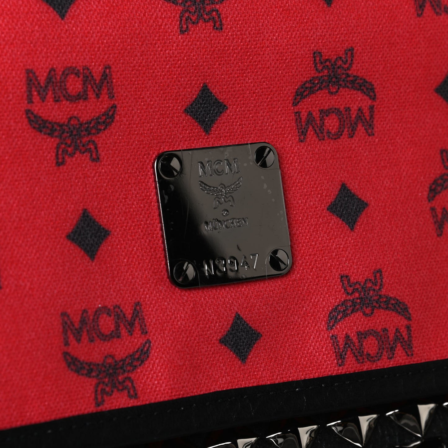 X Ekocycle Monogram Coated Canvas Studded Messenger Bag Red