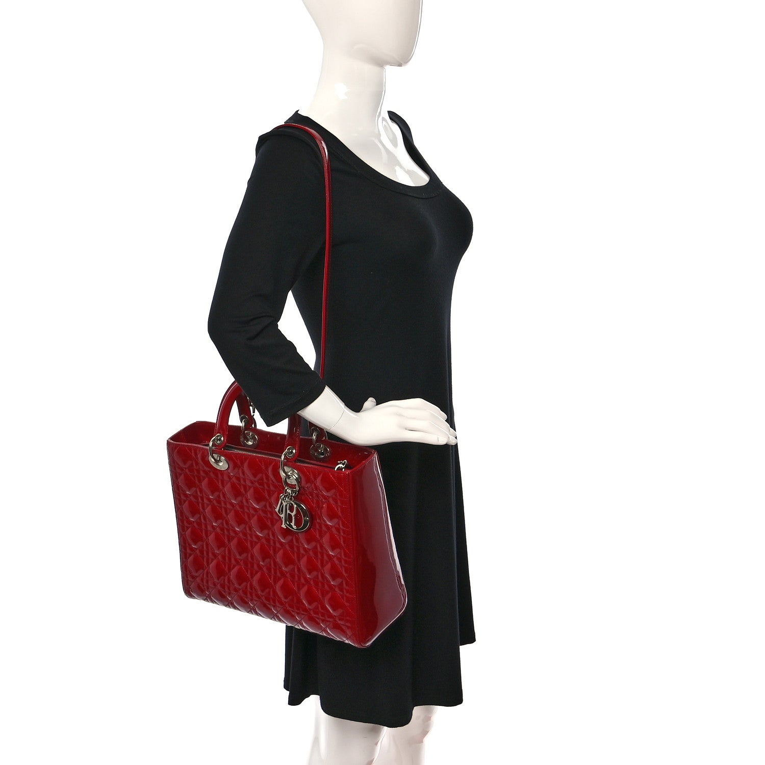 Christian Dior Patent Cannage Large Lady Dior Red 3 of 9