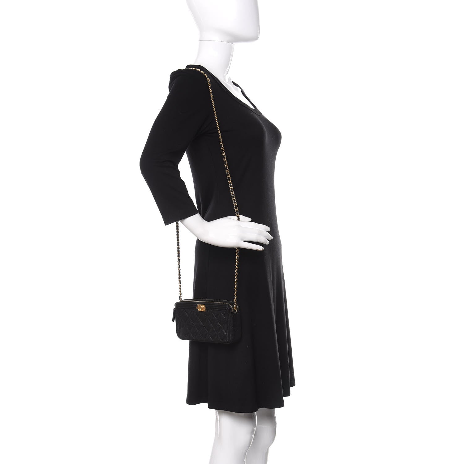 Chanel Caviar Quilted Small Boy Clutch With Chain Black 2 of 11