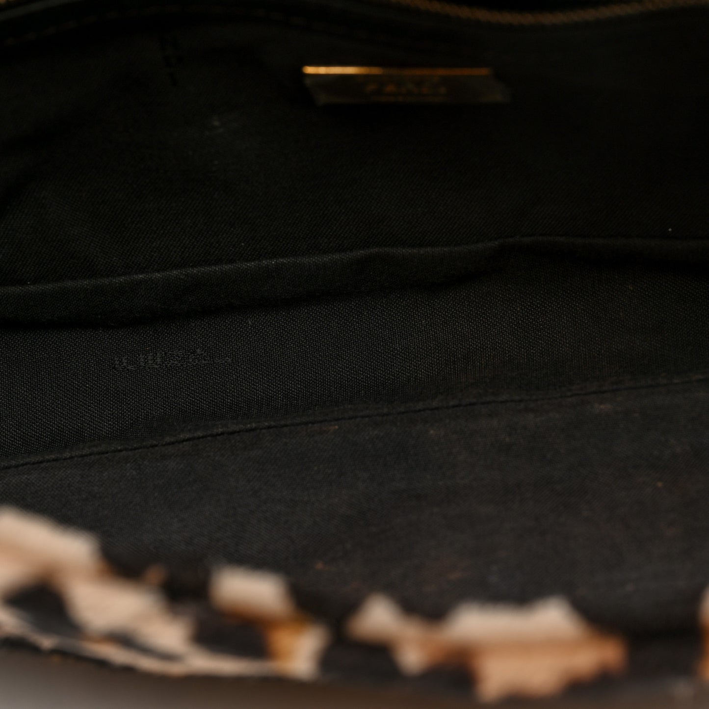 Vitello Pelo Seta Paisley Leopard Print Baguette Cammello Beige Black
