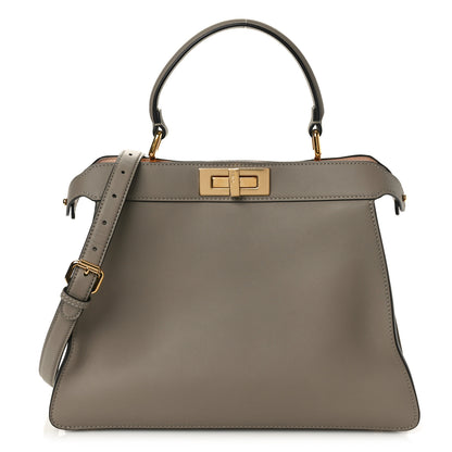 Fendi Vitello Seta Astrakan Intarsio Geometric Medium Peekaboo I SEE U Satchel Tortora 1 of 12