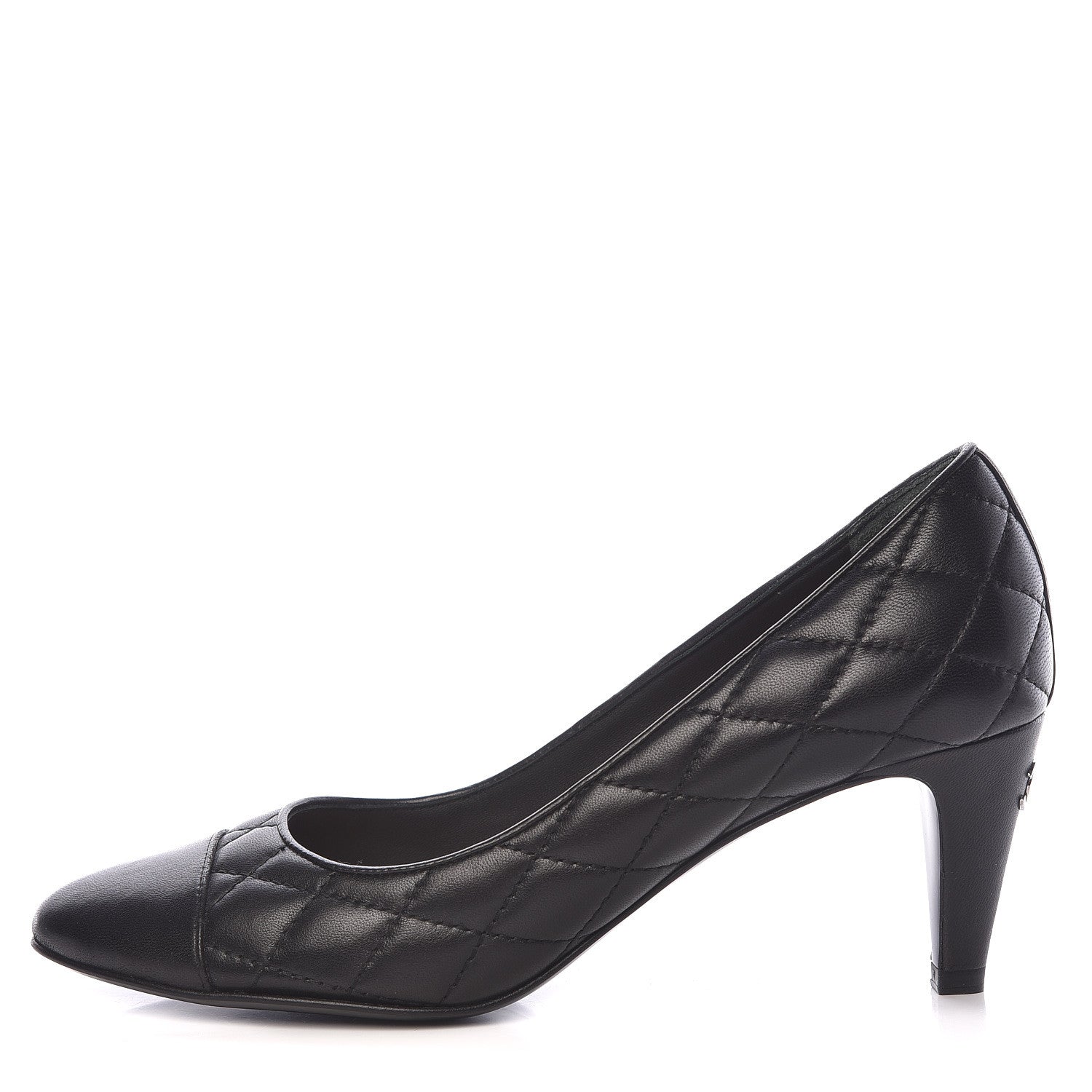 Chanel Lambskin Quilted Cap Toe Pumps 37 Black 1 of 9