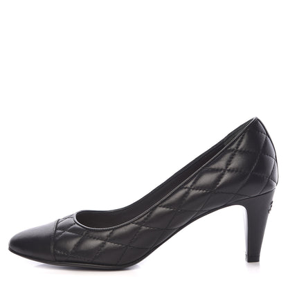 Chanel Lambskin Quilted Cap Toe Pumps 37 Black 1 of 9