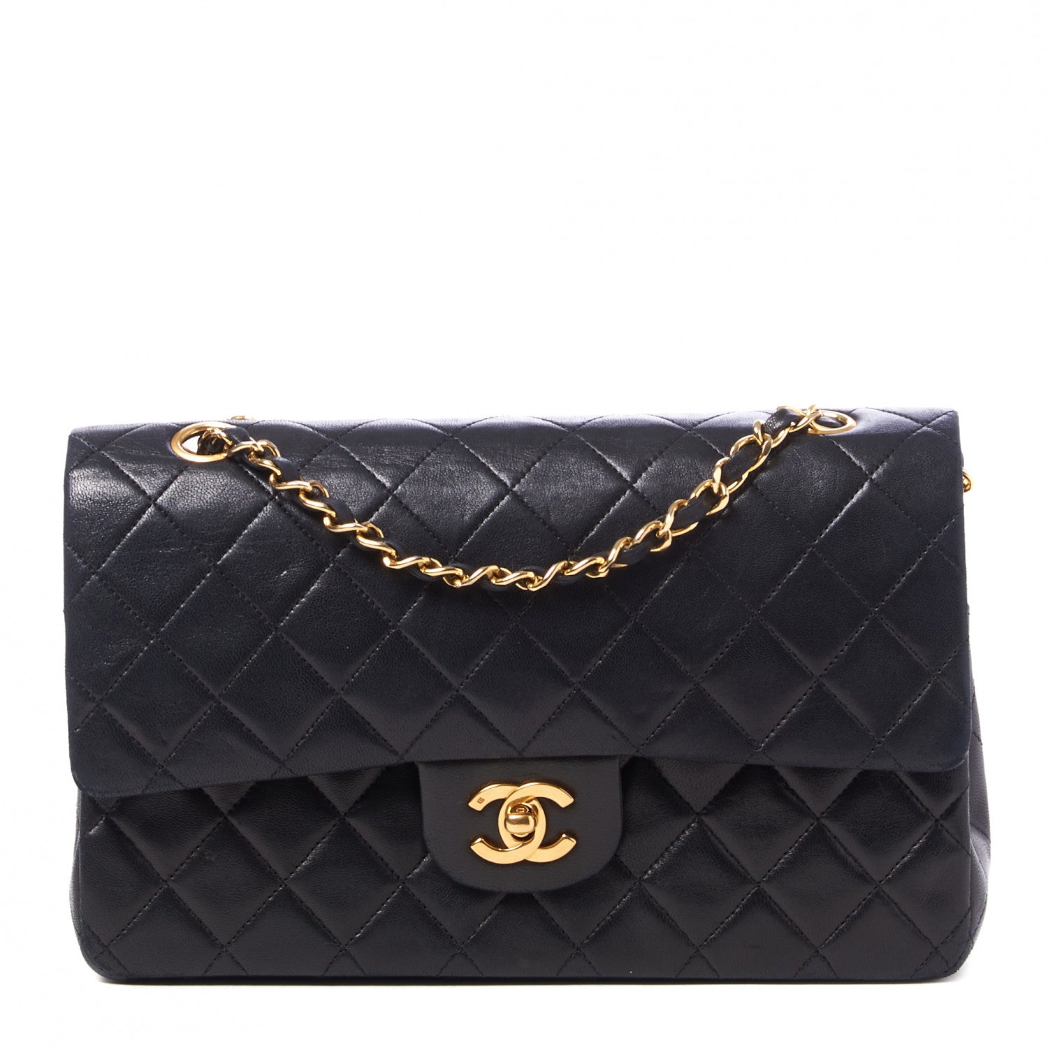 Chanel Lambskin Quilted Medium Double Flap Black 1 of 9