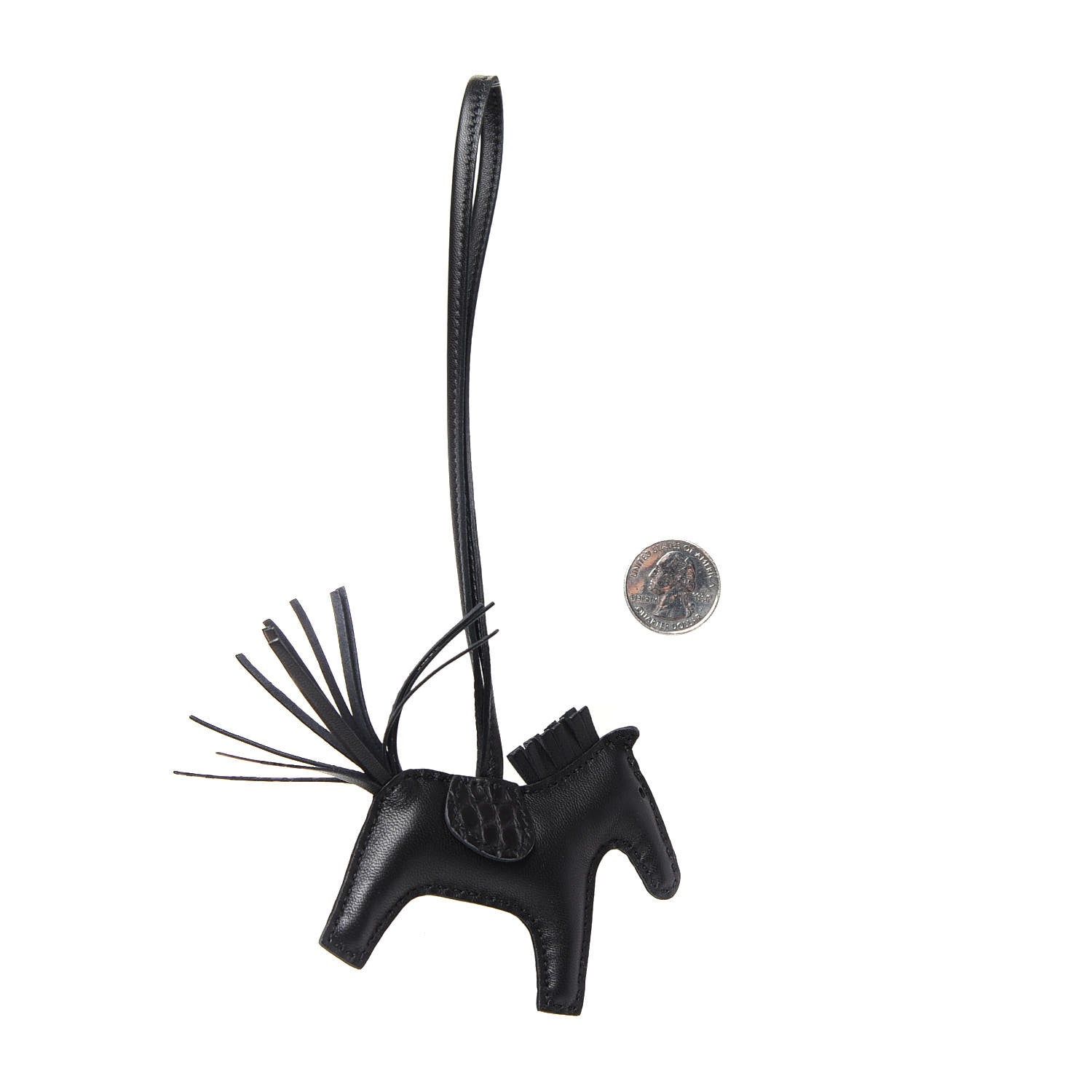 Hermes Milo Lambskin Matte Alligator Touch Grigri Rodeo Horse Bag Charm PM So Black 2 of 3