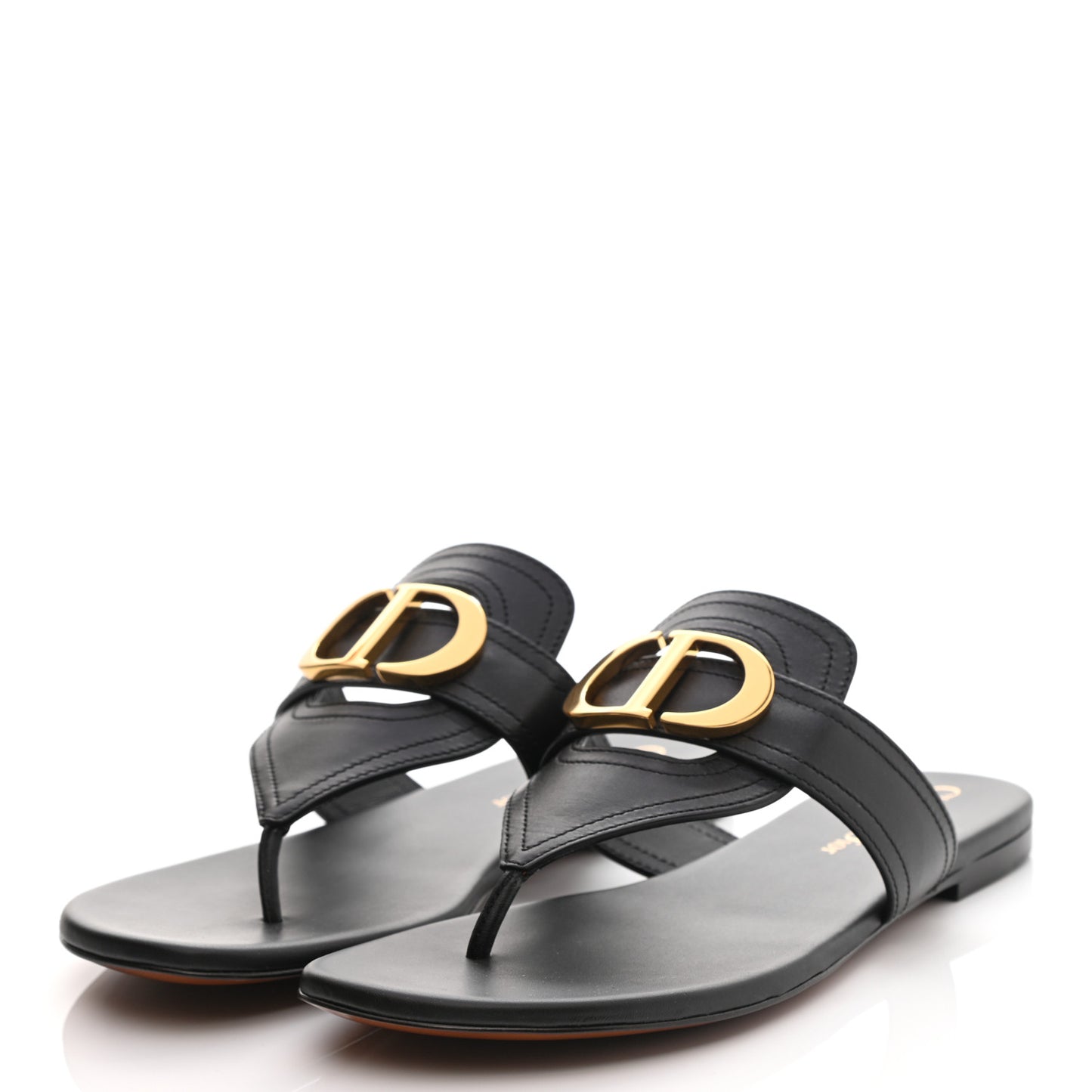 Calfskin 30 Montaigne Thong Sandals 36.5 Black