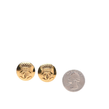 Chanel CC Crown Clip On Earrings Gold 2 of 4